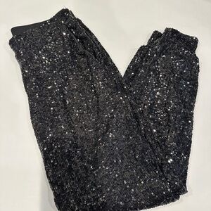 Black Sequin Jogger Pants
